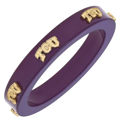 Canvas Style Women's Tcu Horned Frogs Resin Logo Bangle In Purple