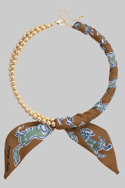 Canvas Style Women's Winnie Ball Bead Scarf Necklace In Brown In Blue