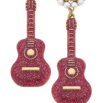 Canvas Style X Ap Style Guitar Earrings In Pink