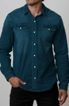 Canyon Of Heroes Big Sky Stretch Western Denim Shirt In Deep Ocean