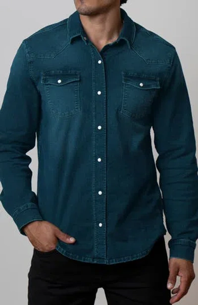 Canyon Of Heroes Big Sky Stretch Western Denim Shirt In Deep Ocean