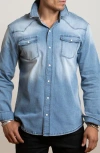 Canyon Of Heroes Big Sky Stretch Western Denim Shirt In Light Blue