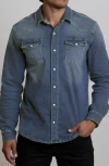 Canyon Of Heroes Big Sky Stretch Western Denim Shirt In Medium Blue