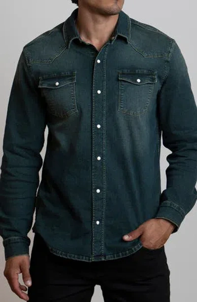 Canyon Of Heroes Big Sky Stretch Western Denim Shirt In Olive