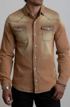 Canyon Of Heroes Big Sky Western Stretch Denim Shirt In Wheat