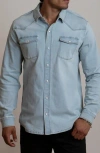 Canyon Of Heroes Eagle Stretch Western Denim Shirt In Extra Light Blue
