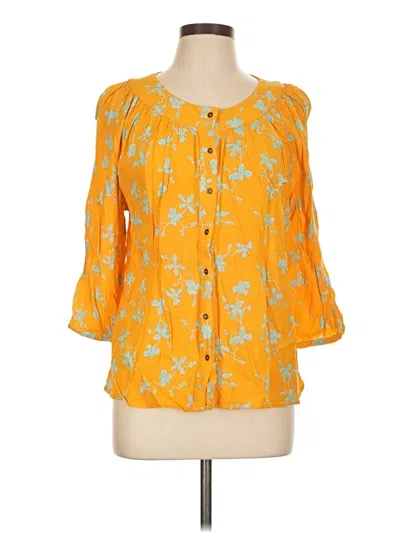Pre-owned Canyon Retreat 3/4 Sleeve Blouse In Yellow