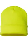 Cap America Usa-made 12 Cuffed Beanie In Yellow