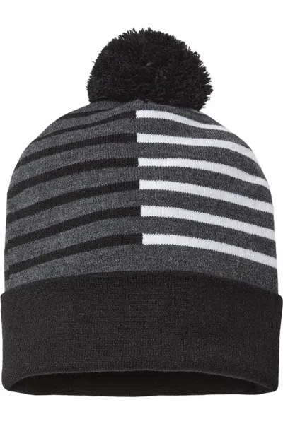 Cap America Usa-made Half Color Beanie In Black