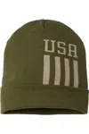 Cap America Usa-made Patriotic Cuffed Beanie In Black