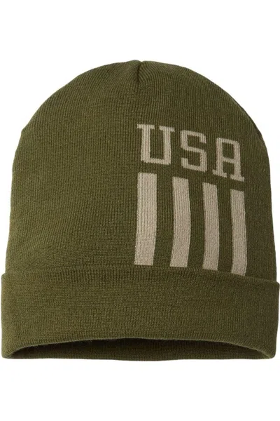 Cap America Usa-made Patriotic Cuffed Beanie In Black