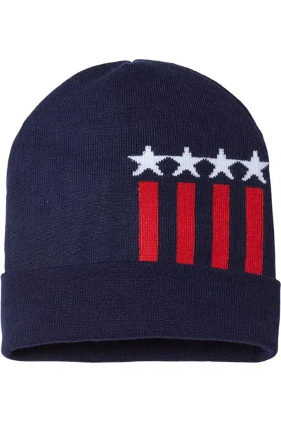 Cap America Usa-made Patriotic Cuffed Beanie In Multi
