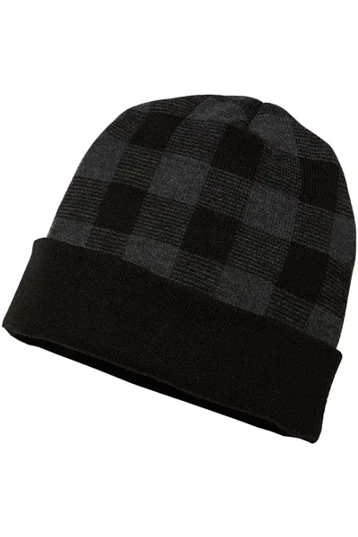 Cap America Usa-made Plaid Beanie In Black
