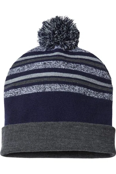 Cap America Usa-made Striped Beanie In Blue