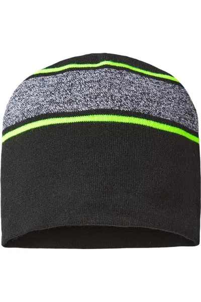 Cap America Usa-made Variegated Striped Beanie In Black