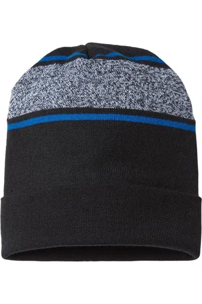 Cap America Usa-made Variegated Striped Cuffed Beanie In Multi