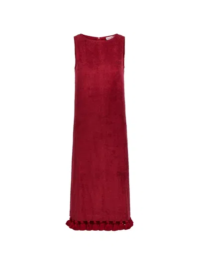 Cap D’antibes Aurelia Tasseled Cotton-terry Midi Dress In Black