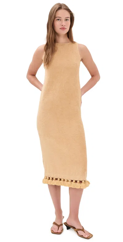 Cap D’antibes Auriela Midi Dress Beige In Brown