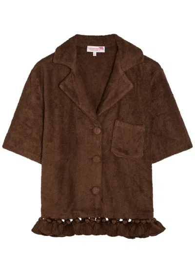 Cap D’antibes Cap D'antibes Chemise Antonia Tasseled-hem Terry Shirt In Brown