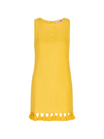 Cap D’antibes Manon Tassel-trim Mini Dress In Yellow