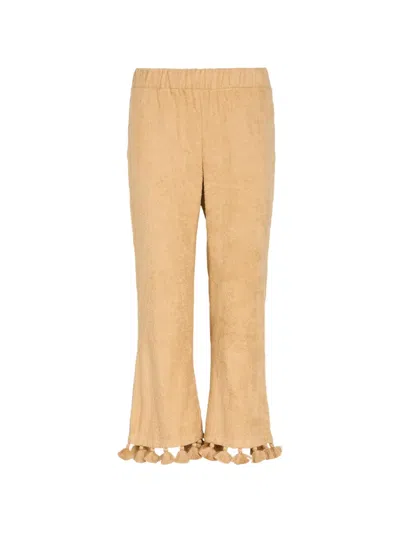 Cap D’antibes Morgane Tassel-trim Trousers In Brown