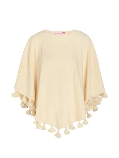 Cap D’antibes Paola Tassel-trim Poncho In Nude