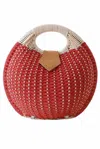 Cap Zone Women's Crochet Rattan Circle Beach Bag In Red In Red