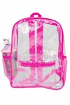Cap Zone Women's Extra Large Outlined Clear Pvc Backpack In Pink In Pink