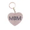 Cap Zone Women's Sparkly Mom Heart Rhinestone Keychain In Clear In Pink