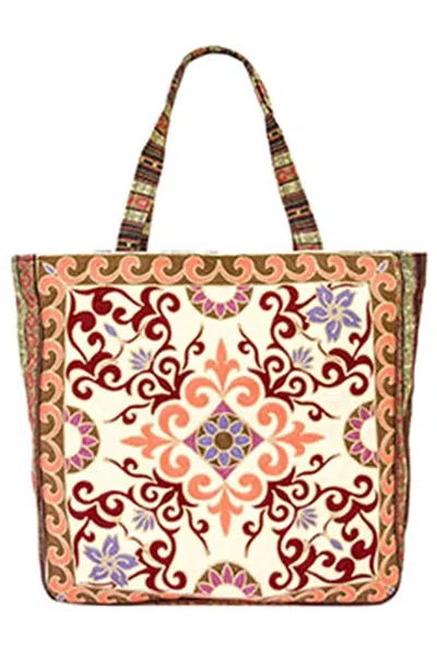 Cap Zone Women's Tapestry Woven Canvas Tote Bag In Beige In Brown