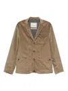 Capalbio Tailored Beige Corduroy Jacket With Notched Lapel In Sand