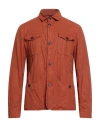 Capalbio Man Shirt Rust Size 38 Lyocell, Linen, Cotton In Burgundy