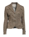 Capalbio Woman Blazer Khaki Size 4 Linen, Viscose In Beige