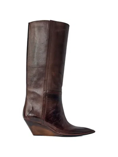 Capasa Milano Pointed-toe Wedge Boots In Blue