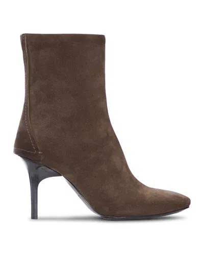 Capasa Milano Suede Ankle Boot With Thin Heel In Brown