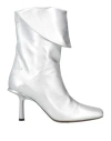 Capasa Milano Woman Ankle Boots Silver Size 11 Soft Leather In Silver