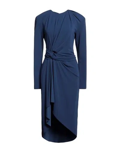 Capasa Milano Woman Midi Dress Navy Size 4 Polyester, Elastane In Navy Blue