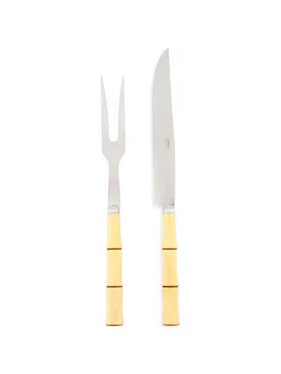 Capdeco Byblos Bamboo Style Carving Set In Silver