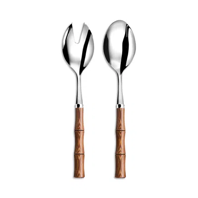 Capdeco Byblos Wood Handle Salad Servers In Brown