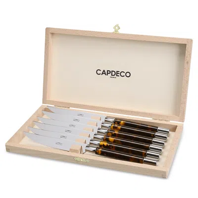 Capdeco Conty Box Of Steak Knives, Set Of 6 In Brown