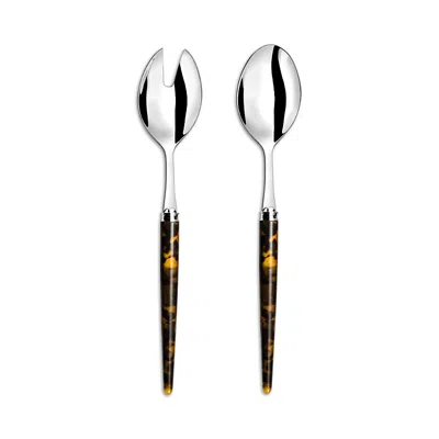 Capdeco Tang Collection Tortoise Look Salad Servers Set In Brown