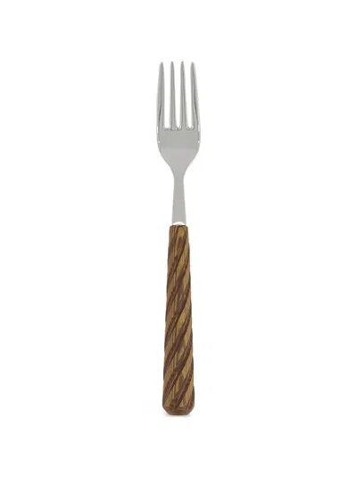 Capdeco Wood Ellipse Dessert Fork In Silver
