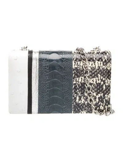 Pre-owned Cape Cobra Leather Clutch In Gray