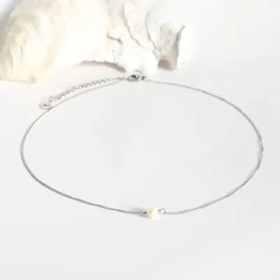 Cape Cod Chokers Dainty Choker In Silver/pearl In Multi