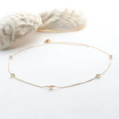 Cape Cod Chokers Dainty Surfer Choker In Gold/pearl In Multi