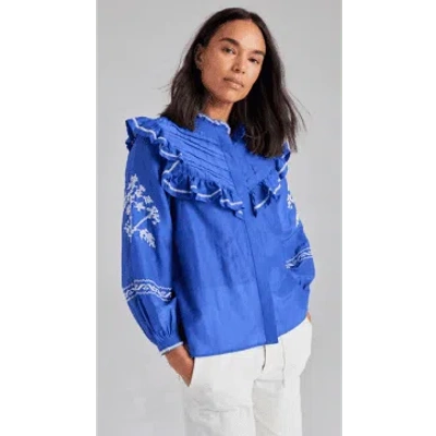 Cape Cove Cow Parsley Pintuck Blouse In Blue