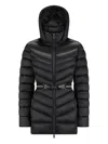 Cape Horn Hooded Belted Puffer Jacket In Black