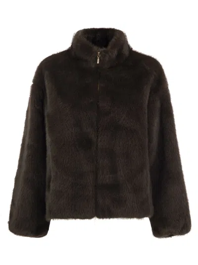 Cape Horn Isluga - Faux Fur Jacket With High Collar In Brown