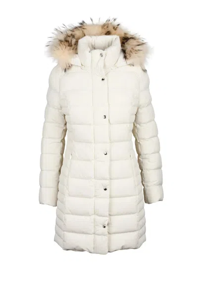 Cape Horn Long Down Jacket With Fur - White In Multi