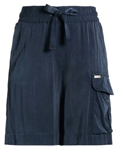 Cape Horn Woman Shorts & Bermuda Shorts Midnight Blue Size 8 Cupro, Viscose